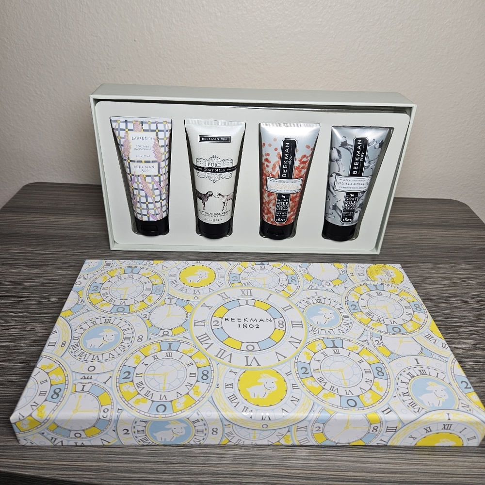 Beekman 1802 Hand Cream Gift Set Collectible Clock Box with 4 (2oz) Creams
